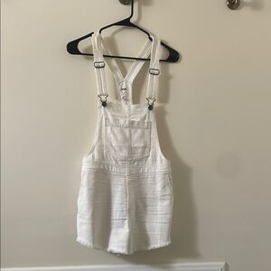 Aerie Classic White Denim Overalls